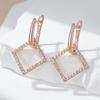 Geometric Rhombus Full Natural Zircon Hoop Earrings For Women  Rose Gold Color Daily Fine Elegant Female Jewelry