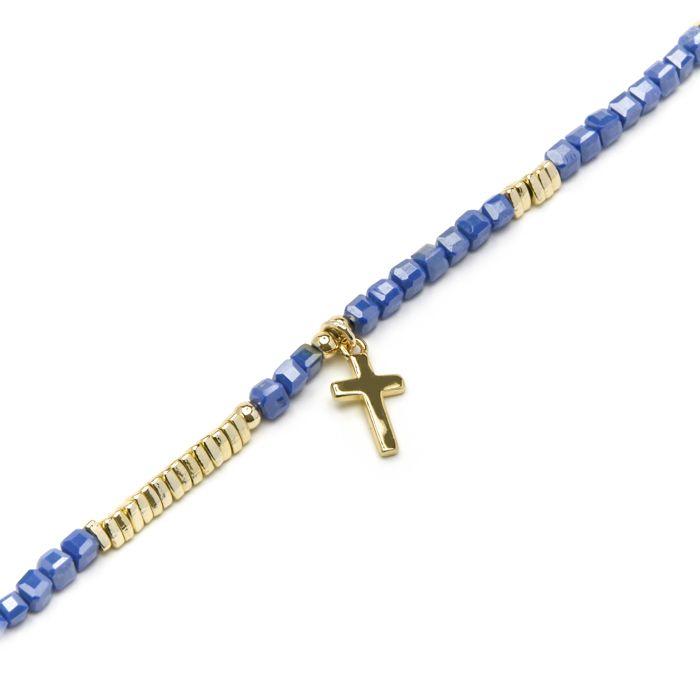Bracelet - LUXENTER - Iszun - Argent 925 - finition or jaune 18k - Cristal bleu foncé