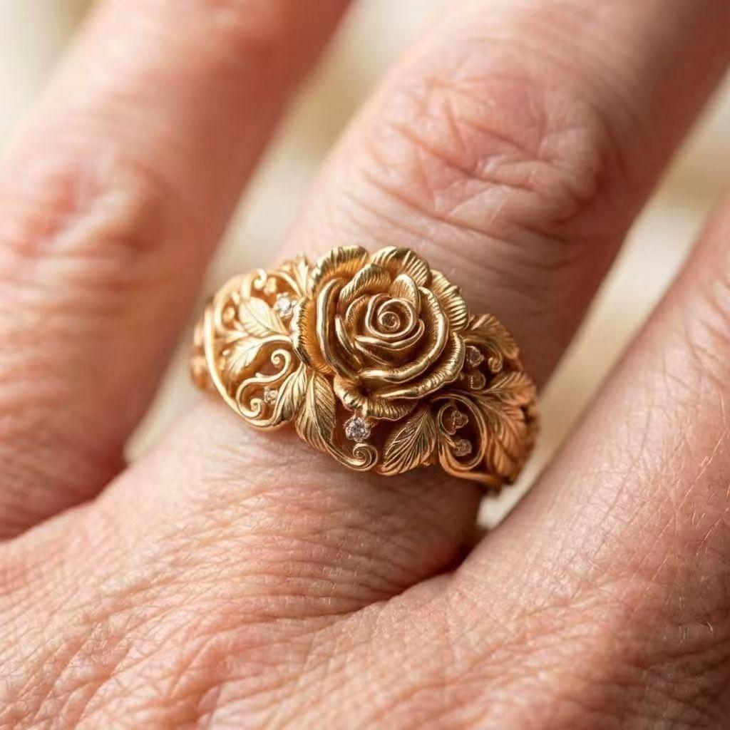 Bright Flower Rings for Party Exquisite Charming Gold Color Women Accessory Glamorous Gorgeous Chic Wedding Party Jewelry