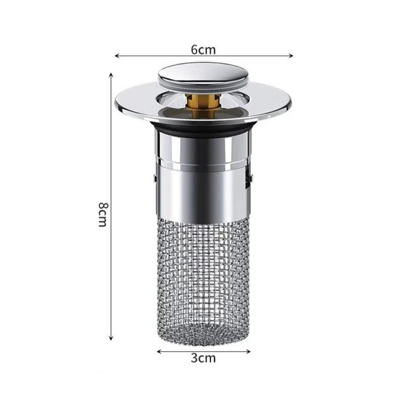 Bathroom Sink Drain Strainer Universal Pop-Up Sink Hair Catcher Anti-Clog Stainless Steel Drain Filter Basket For Washbasin