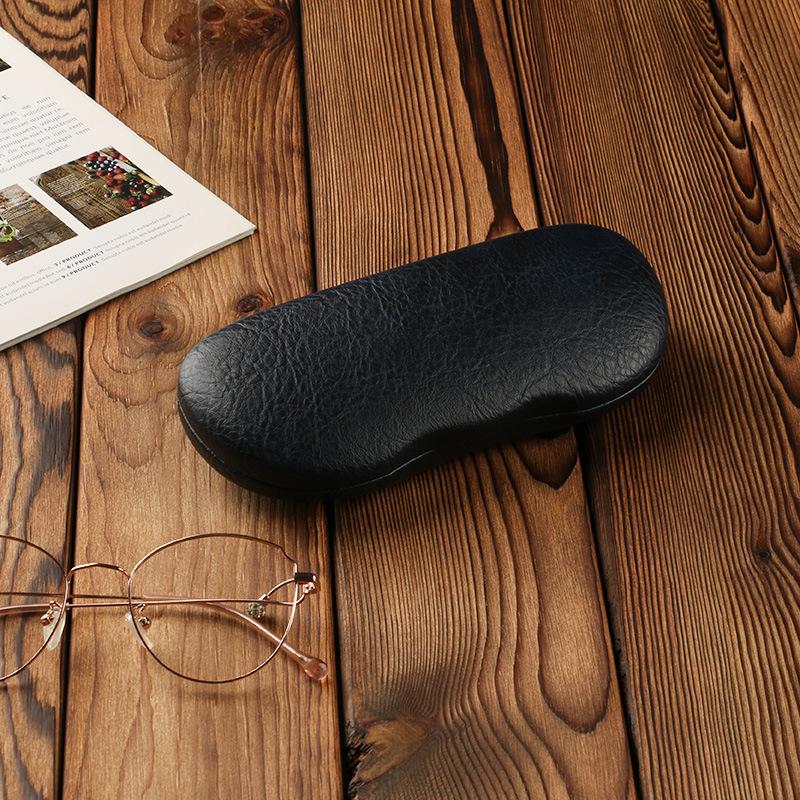 Retro Wave Edge PU Leather Glasses Case - Hard, Textured Protection for Myopia Frames & Sunglasses