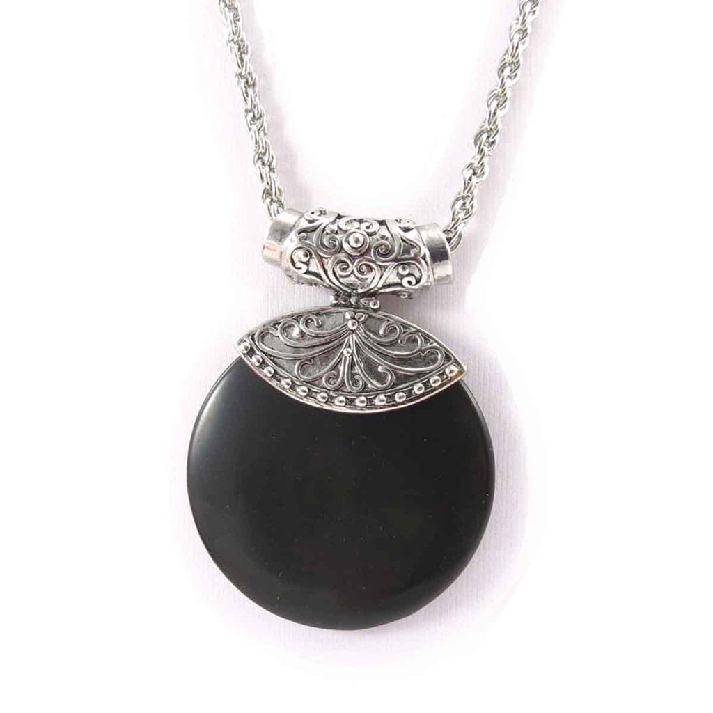 Les Trésors De Lily [J8071] - Silver-black 'Kilimanjaro' Necklace (wood)
