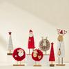 Yousheng Christmas Tabletop Decoration Plush Wool Felt Reindeer Santa Tree Figurine with Wooden Base for Winter Tiered Tray Mantel Decor