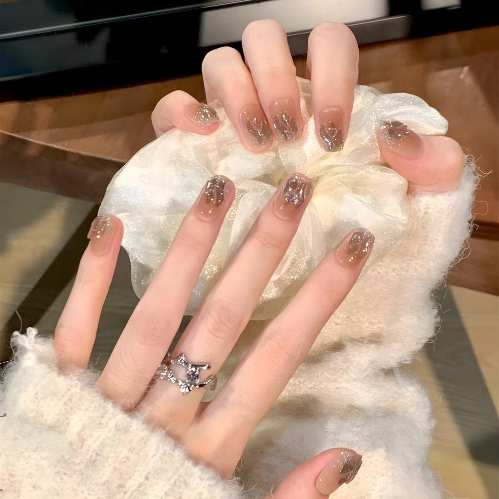Cute Japanese Cat Eye Short Handmade False Nails Nail Art Stickers