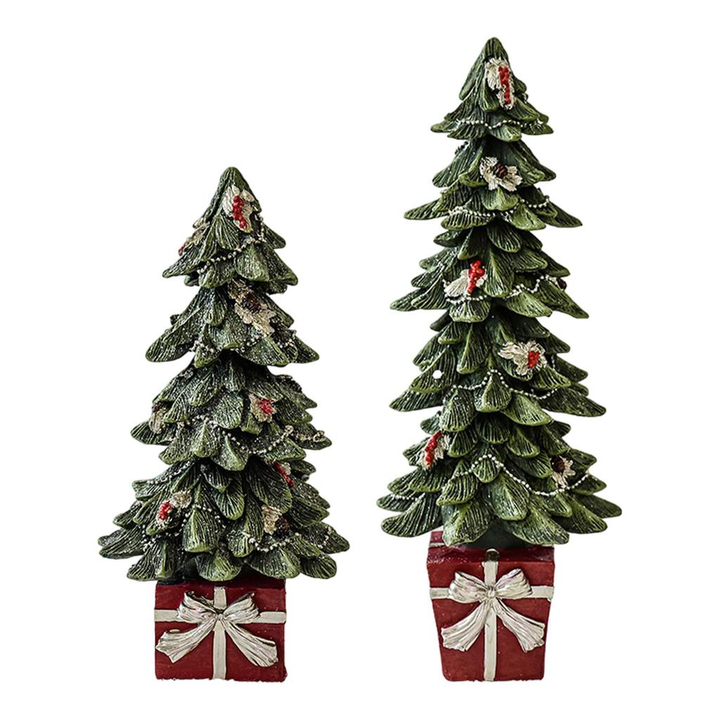 Tabletop Christmas Tree Figurine Christmas Gift Xmas Tree Statue Table Centerpiece for Holiday Bookshelf Office Living Room Desk