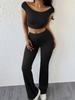 Women Y2K Solid Color Crop Top Long Pants Set Slim Sexy Casual Sportswear Summer