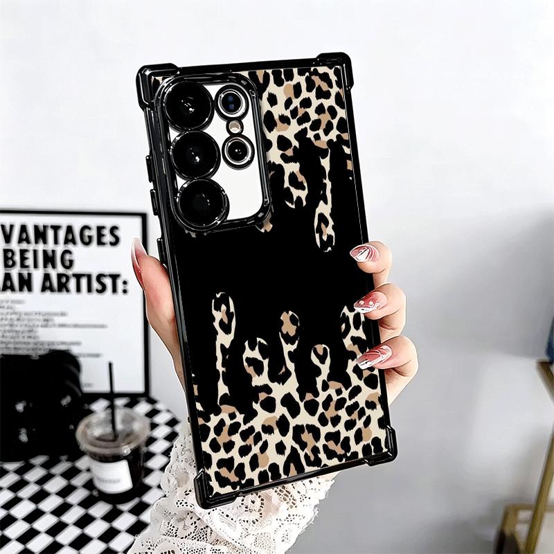 Leopard Print Trend Desgin Plating Phone Case For Samsung Galaxy S24 S25 FE S26 Edge S23 Ultra S22 S21 Plus S20 Anti-Fall Airaba