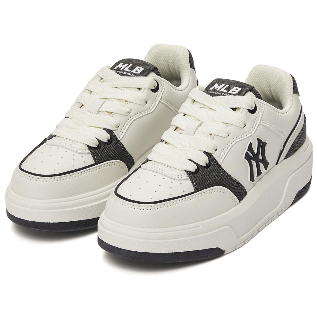 MLB Zapatillas de Skate de Caña Baja Gruesas de Cuero Sintético Antideslizantes para Aumentar la Altura Unisex Negro 3ASXD015N-