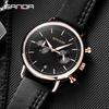Sanda 1033 Men's Quartz Watch: Trendy Design with Leather Strap & Small Seconds Hand