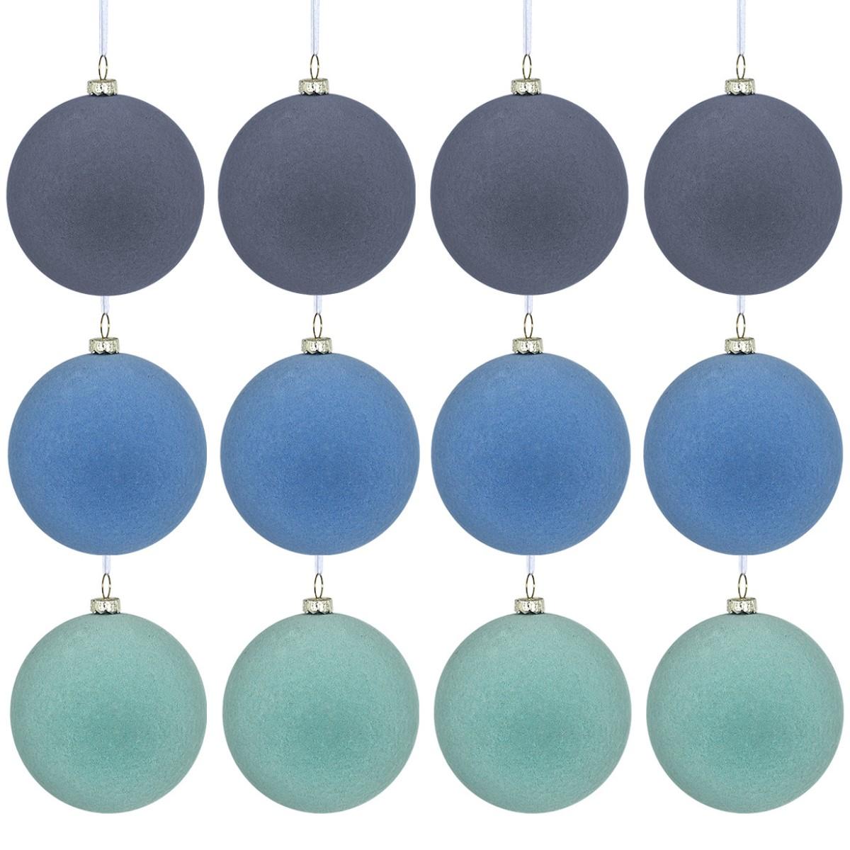 

Флокированные рождественские елочные украшения. Бархатные рождественские украшения улучшают праздничный декор. синий