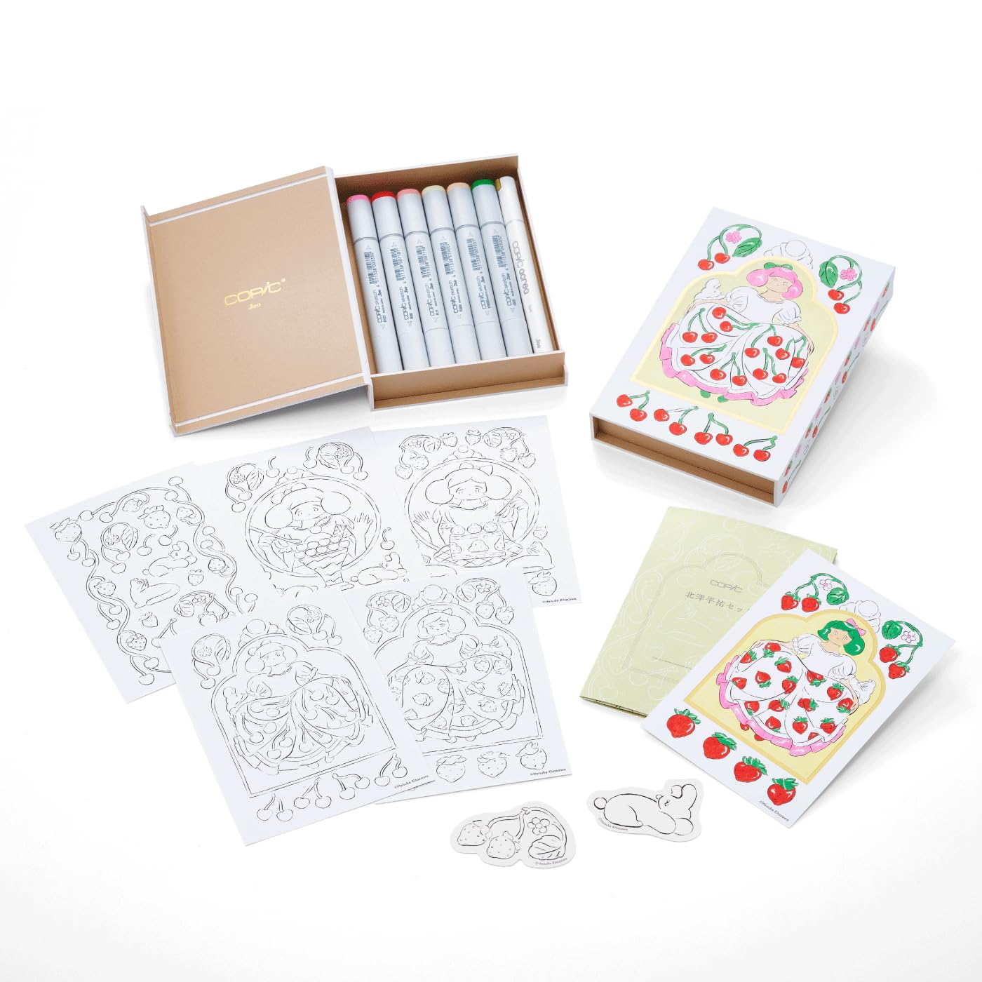 Copic Too Copic Sketch Kitazawa Heisuke Set with Acrea Postcard Coloring Book (Omekashibiyori)