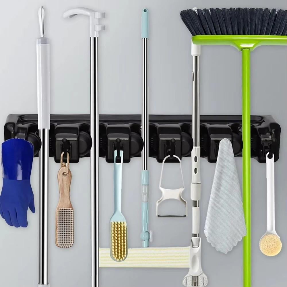 Wall Mounted Mop Holder Plastic Material Bathroom Broom Hanger Mop Fixed Clip Laundry Room