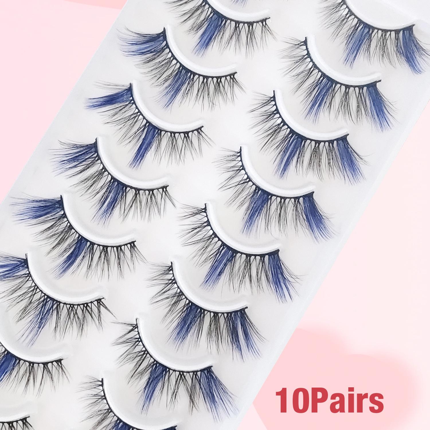 

Cross-border Multicolor 3D Eyelashes: Thick, Voluminous Eye Accents for Children s Day, Halloween, Christmas, and Cosplay A20-2 Blue, Pack of 10