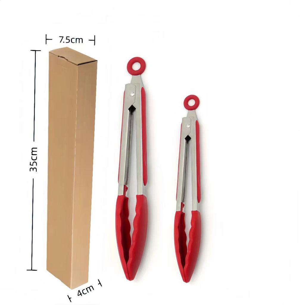 Silicone High-Temperature Resistant Tongs - Ideal for Grilling, Frying, and Bread - Stainless Steel Kitchen Tool