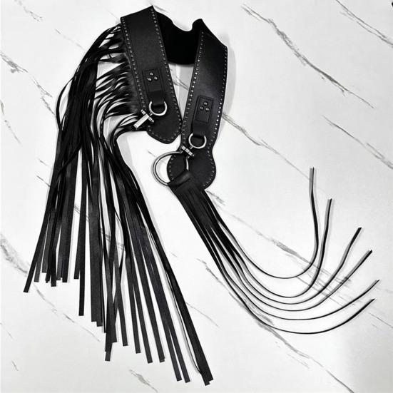Yousheng Damen Imitation Ledergürtel mit Quastendesign Unifarbener Verstellbarer Taillengürtel Retro-Stil Bekleidungszubehör