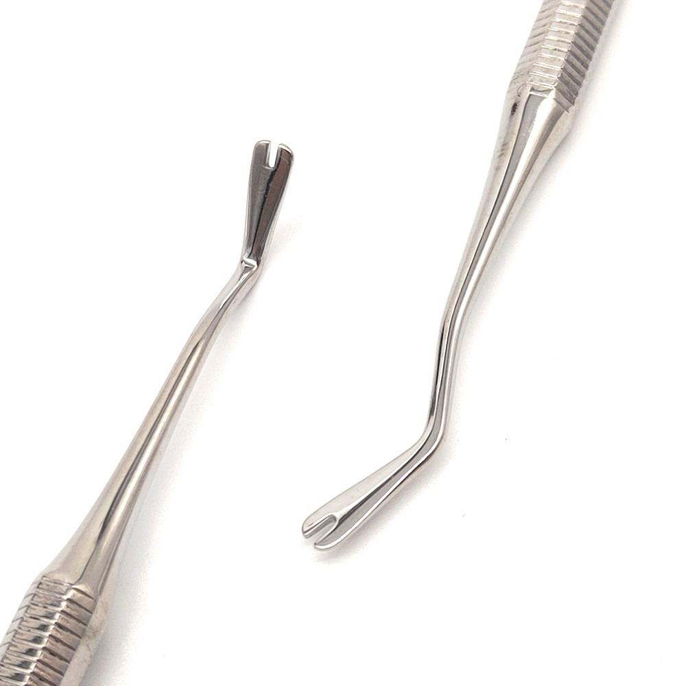 1 pezzo Direttore di legature ortodontiche dentali Doppie estremità Curvo con scaler Fine Stretto Strumento Strumento per dentista
