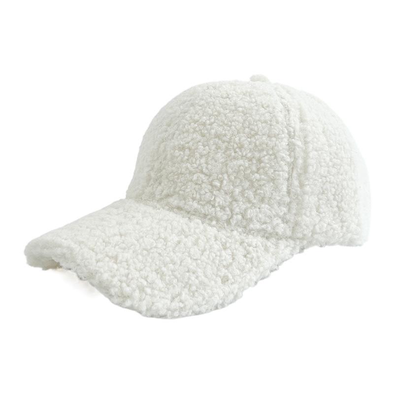

Trendy lamb wool baseball cap women s velvet warm cap autumn and winter solid color outdoor casual hat average size (56cm~ 58cm)