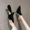 Fashion Slippers Women Summer Female Shoes Cover Toe Heeled Mules Slides 2025 Pointed High Soft Thin Sexy Female Shoes Slippers Heels Sl