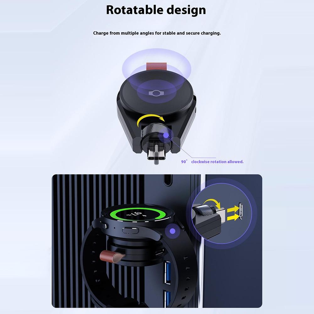 SIKAI Kabelloses Uhrenladegerät für Samsung Galaxy Watch 8/7/6/5 Typ-C Magnetisch Drehbar PD Schnelllade-Dock