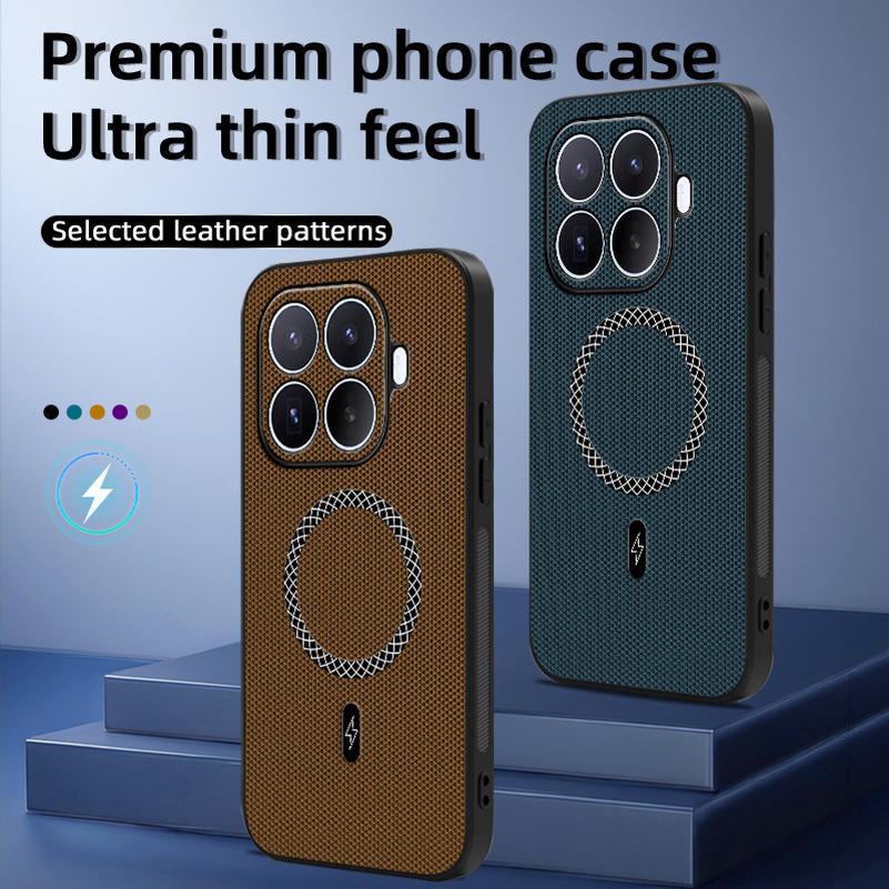 Biznesowe teksturowane etui na telefon z tkaniny z magnesem dla Xiaomi 17T Pro 17T 15T Pro 15T 14T Pro dla Magsafe, odporna na wstrząsy tylna okładka