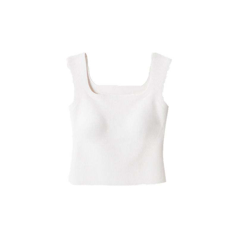 

Padded vest with double breasts and no traces of sports square collar with base broadband vest type shoulder strap M（ 45-55kg ）