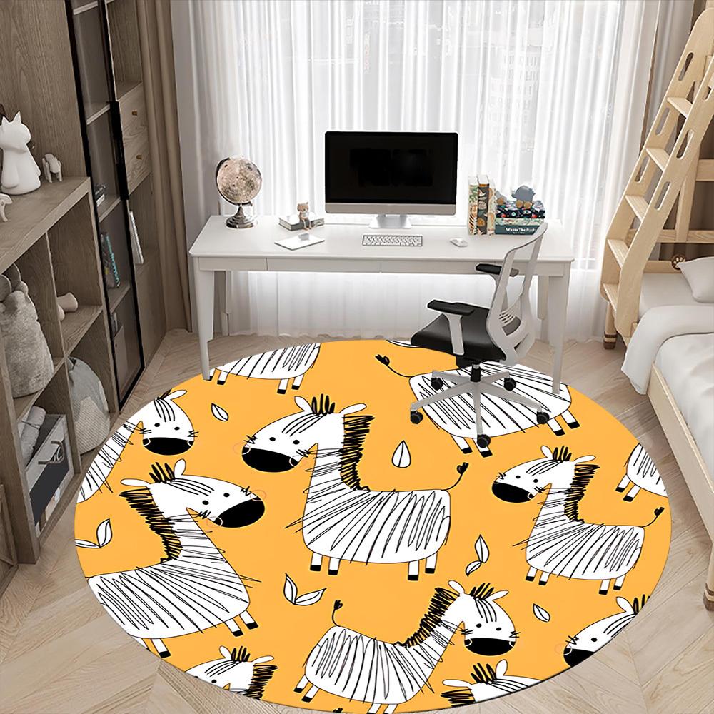 1pc Zebra Pattern Office Round Area Rug, Indoor Mat Suitable For Office, Under Office Chairs Bedroom Living Room Home Decor, Room Deco177
