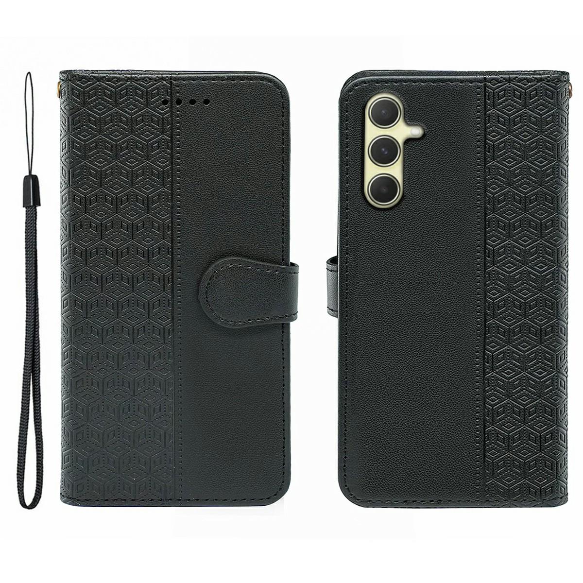 

Для Samsung Galaxy S25/S24 Чохол Захист від подряпин Склейка Тиснений ромб Шкіряний чохол для телефону Black