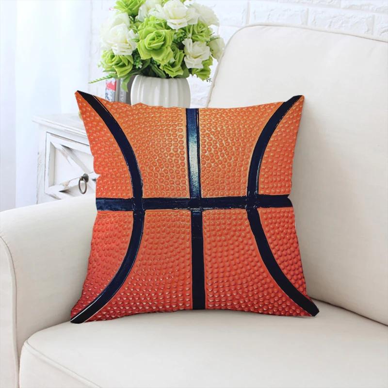 Kissenbezug I Love Basketball Sofakissenbezug Beidseitig bedruckt Kurzer Plüsch Stuhl Lendenwirbelstütze Bett Schlafkissen 50x50