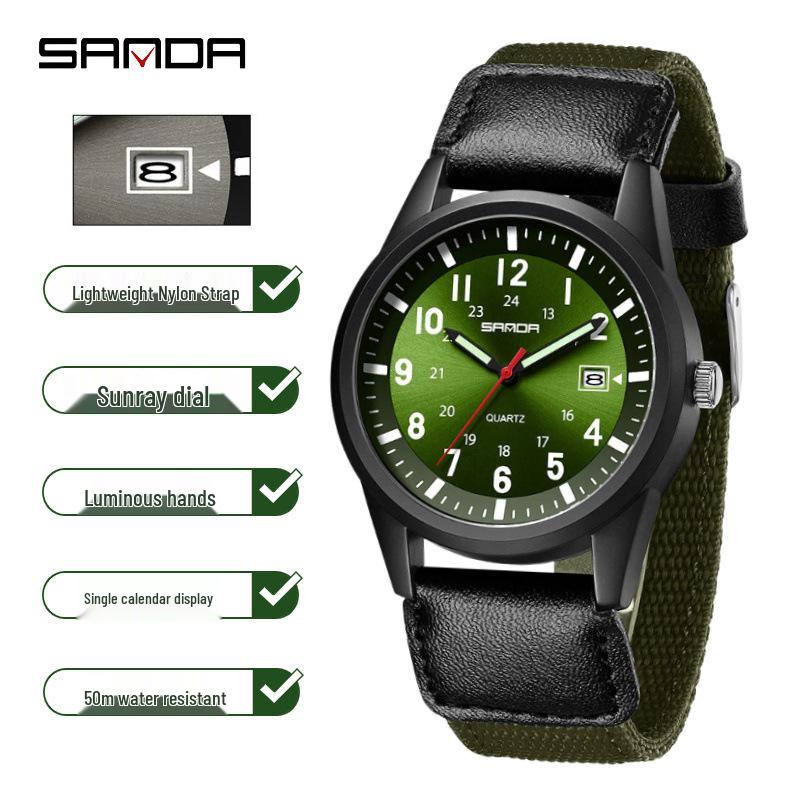Sanda Fashion Youth Quartz Wristwatch: Casual Digital, Dual Calendar, Luminous, Waterproof, Unisex.
