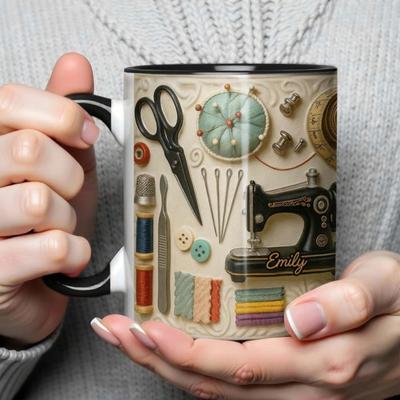 Tazza Personalizzata da Cucito Tazza da Caffè Cucita con Design di Macchina da Cucire Tazza per Donne Sarta Trapuntatrice