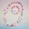 2pcs/Set Fashion Natural Wood Beads Jewelry Cute Animal Pattern Necklace Bracelet For Children Party Jewelry Girl Birthday Gift