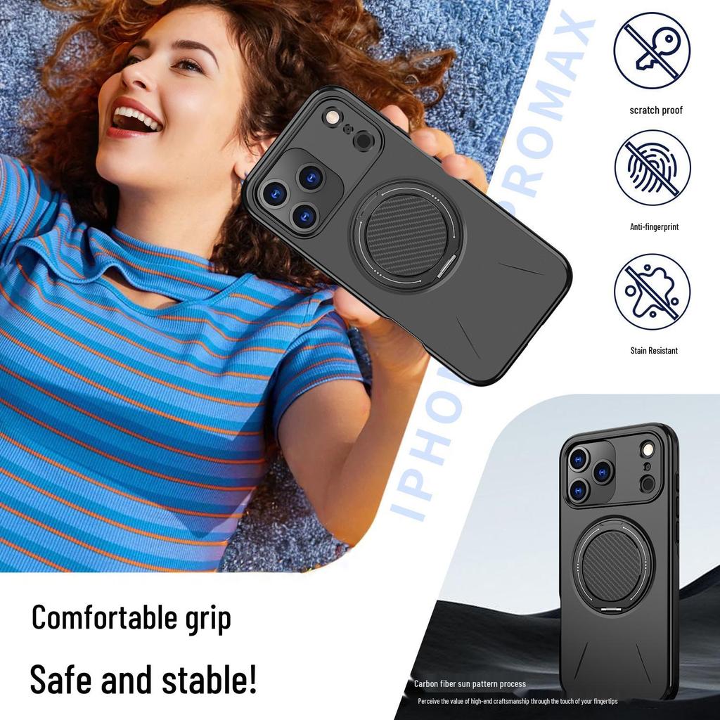 iPhone 17 Pro Max Magnetic Phone Case with Rotating Stand for Apple 16 Pro, Protective Cover for 15 Series