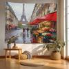 Large Wall Tapestry Canvas Hanging Parisian Street Decor Eiffel Tower Artwork Polyester Home Decoration Poster Print Luxury Wall
