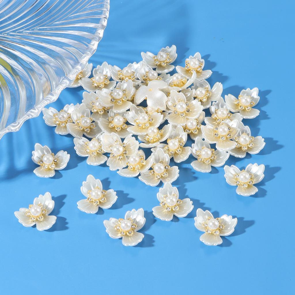 New 50pcs oversized gold background with diamond pearl flowers, DIY earrings, necklaces, headwear, jewelry making crafts