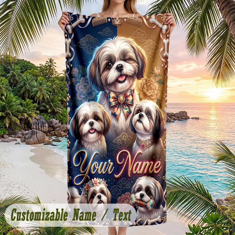 Family Friends Theme Beach Towel Personalized Custom Name & Text Soft Quick Dry Beach Towel for Swimming Travel