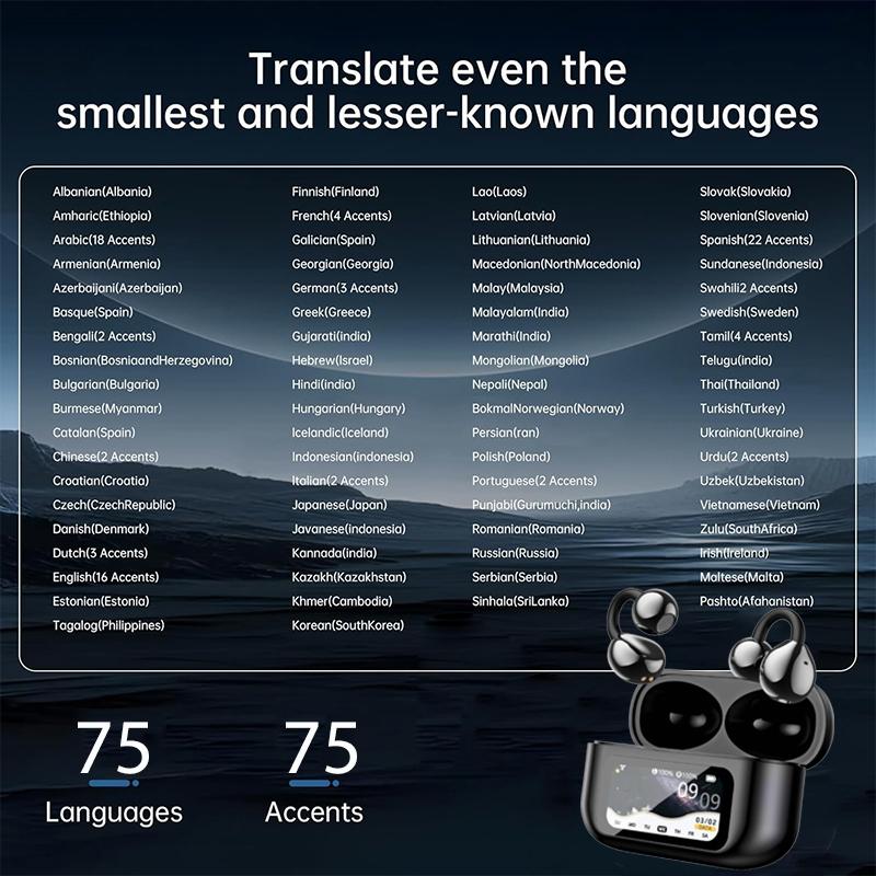 BT 5.4 AI Language Translation Earphone Wireless Earbuds with 150 Languages Real Time Translator Ear Buds for Business New