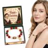 Personalized Custom Engraved Christmas Theme Bracelet with and Natural, Holiday Jewelry Gift