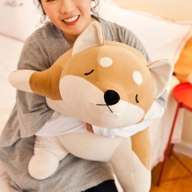 Long Cartoon Shiba Dog Plushie Pillow Stuffed Animals Pillows Cute for Sleeping Hugging Soft Toy Kids Adults Gift