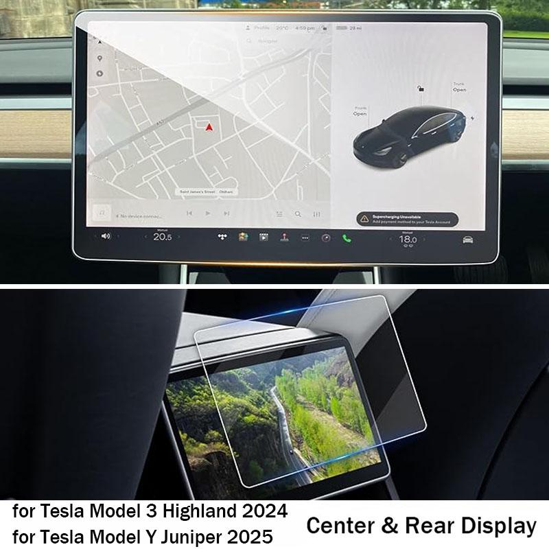 Tempered Glass Film Protector for Tesla Model 3 Highland Model Y Juniper 2025 Rear Center Control Touch Screen Protective Film