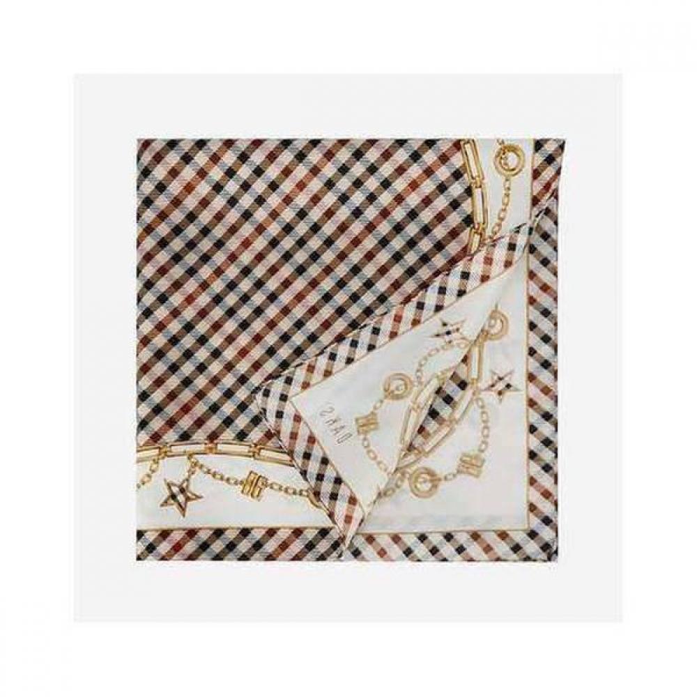 Daks Beige Check Pattern Square Scarf Dcsc2f141