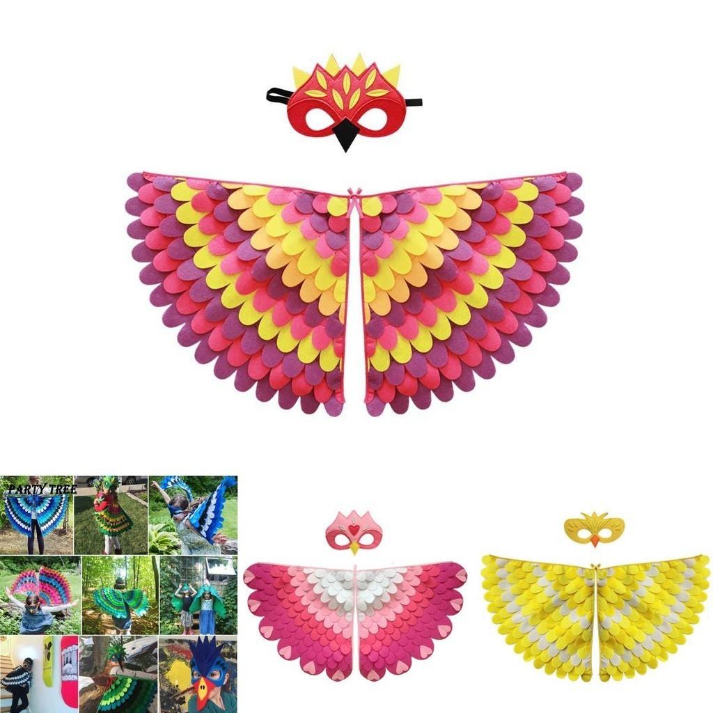 Halloween Birds Costume Wing W Mask Kids Children Fancy Animal Cosplay Outfit