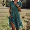 Women's Fashion Summer Spring Polka Dot Print Short Sleeve POLO Neck Loose Waistlinet Casual Dresses
