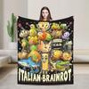 Italienisches Brainrot Meme Charaktere Design Decke Flauschig Lustig Atmungsaktive Überwurfdecke für Bett Sofa Textil Dekor