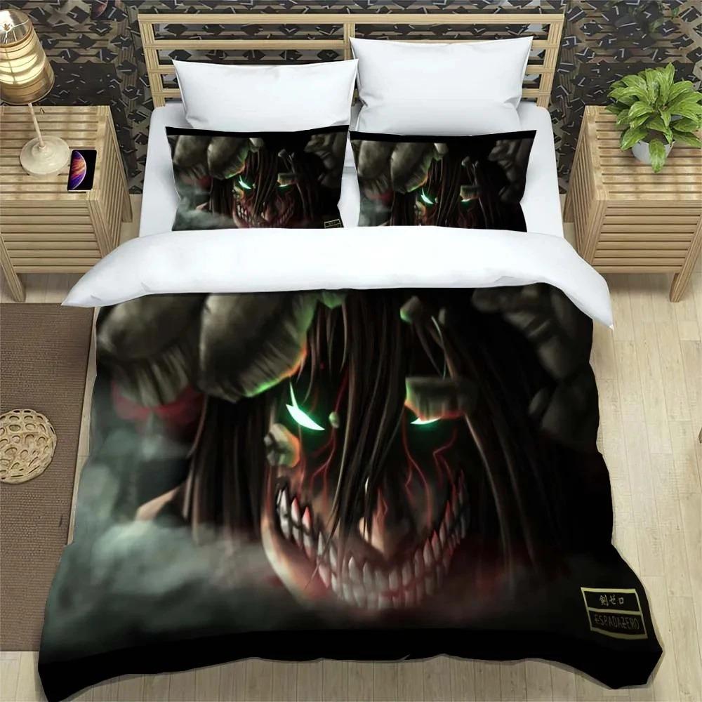 Attack On Titan Printed Polyester Bedding Bedding Set Quilt Cover Pillowcase Soft and Comfortable Customizable
