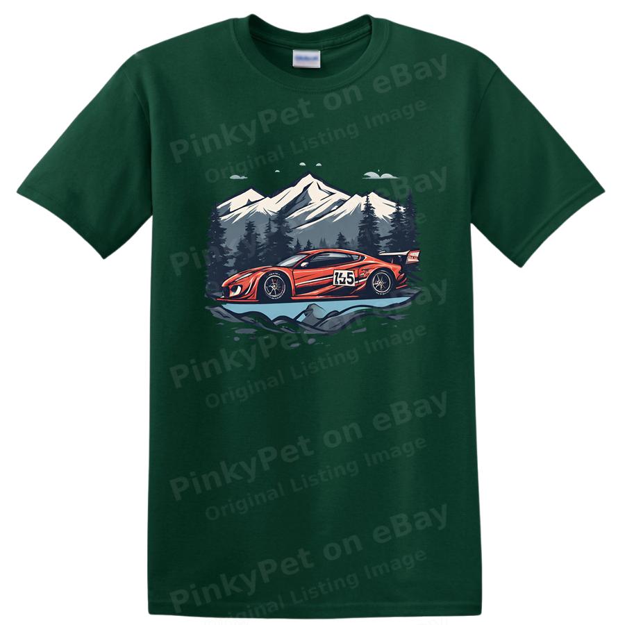 Racing Car Mountain Graphic T Shirt Cool Sports Car Tee Adventure Lifestyle