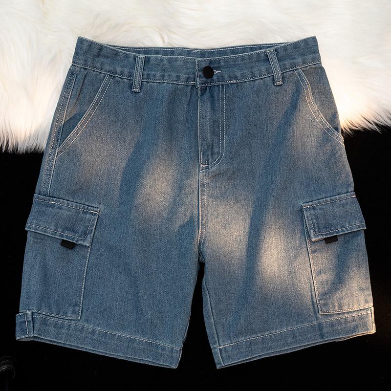 

Женские модные летние джинсовые рабочие шорты: Европейский и американский уличный стиль, свободный дизайн средней длины с широкими штанинами 2XL: 155-165CM (133-145 lbs)