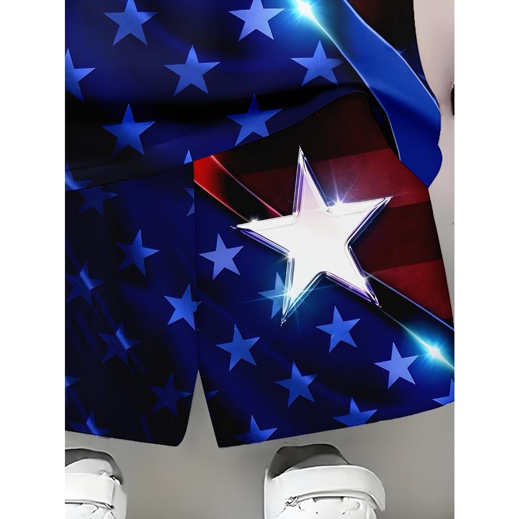 Boys  Fashion 3D Printed Casual Pullover Short Sleeve Shorts Sweatshirt, BoysOutdoor T-Shirt shorts Set