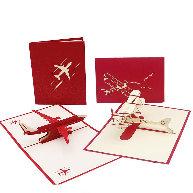 3D Pop UP Card Birthday Greeting Invitation Card Party Favors Laser Cut Gifts Airplane Miniatures Postcard Envelopes TMZ