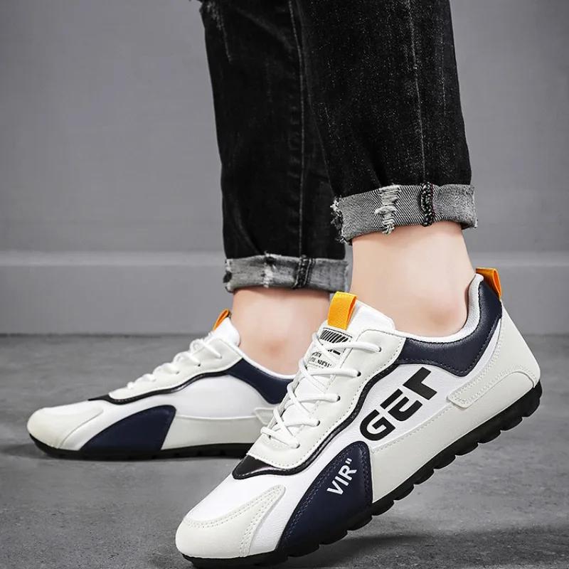 Fashion Men's PU Leather Waterproof Sneakers Casual Sports Shoes Men Lightweight Breathable Flat Non-slip Tenis Shoes