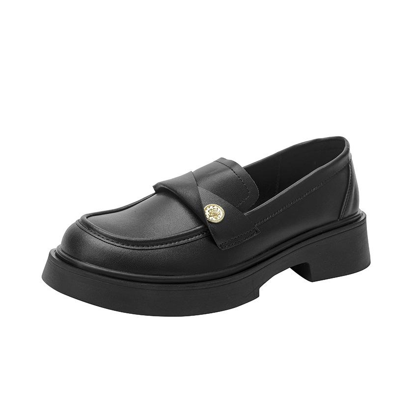 

Женские коричневые лоферы из овчины на среднем каблуке - Золотая монета, Толстая подошва, Британский стиль, Коллекция Весна-Осень 2025 EUR36